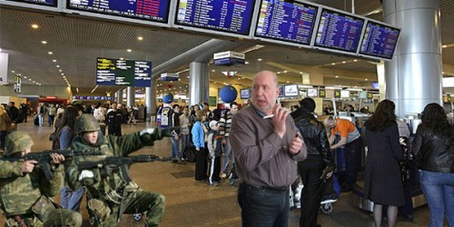 Russian TSA counterparts remind traveler to extinguish all smoking materials for his own safety. 