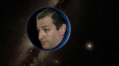 Bleak ninth planet appears covered with icy tundras, celestial debris, and candidate’s distinctive ear.